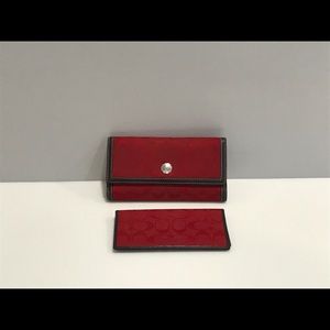 Coach wallet in red signature canvas.